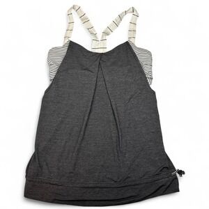 Lululemon Womens 6 Rest Less Tank Heathered Sports Bra Stripe Angel Wing Gym Y2K